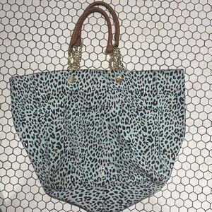 Juicy Couture Teal Leopard Print
Canvas Y2k Large Tote Bag
